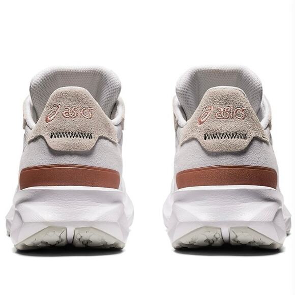 Asics Running Sneakers Shoes White Cream Faux Suede Monochrome Neutral Retro - Picture 3 of 14